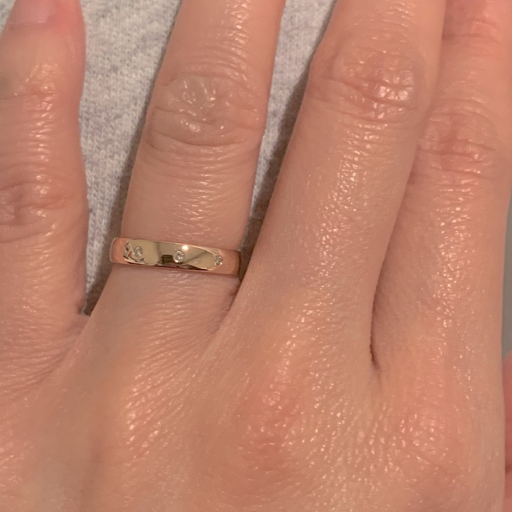 14k rose gold diamonds.